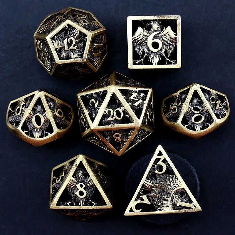 Falcon Skills - Ranger Series 7 piece Metal Hollow Dice Set - AngleDice - 