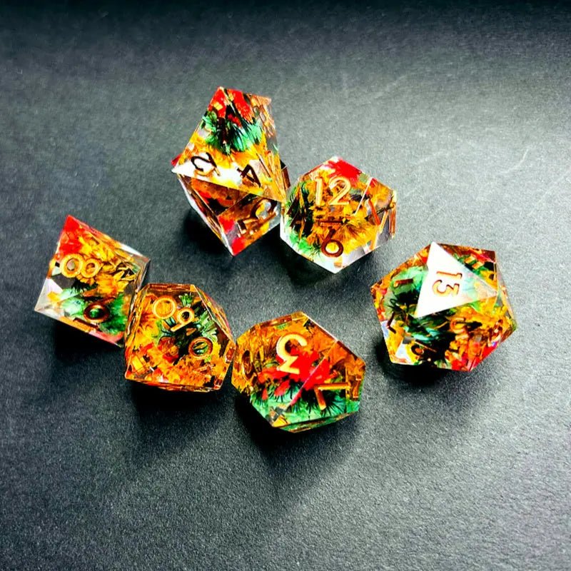 Let a Hundred Flowers Bloom - Druid Series Natural Force 7 piece RPG Dice Set - AngleDice - 