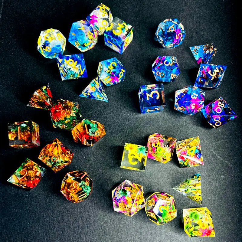 Let a Hundred Flowers Bloom - Druid Series Natural Force 7 piece RPG Dice Set - AngleDice - 