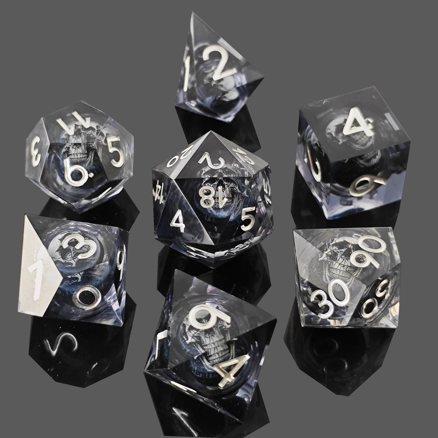 Necromancer Skeleton Spells - Necromancer Series 7 piece resin dice set - AngleDice - 