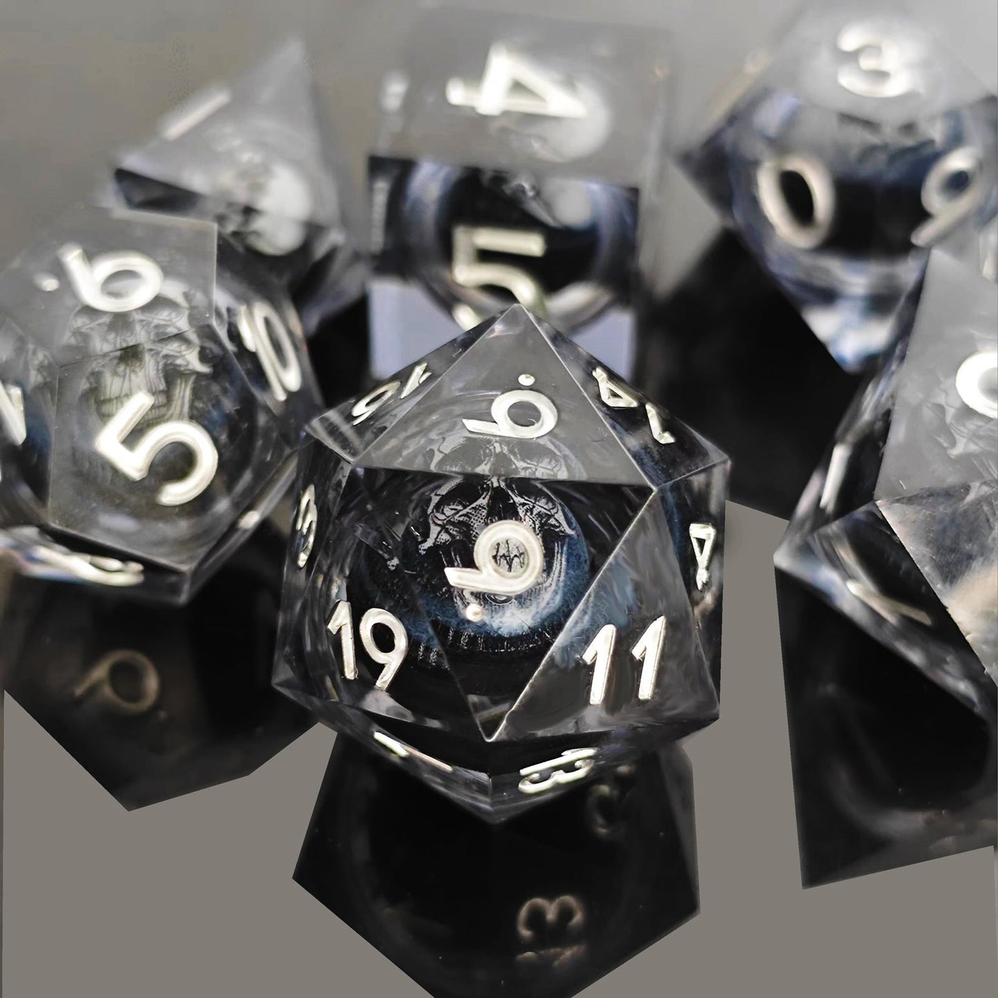 Necromancer Skeleton Spells - Necromancer Series 7 piece resin dice set - AngleDice - 