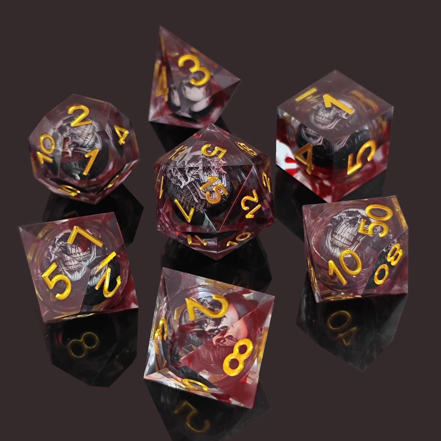 Necromancer Skeleton Spells - Necromancer Series 7 piece resin dice set - AngleDice - 