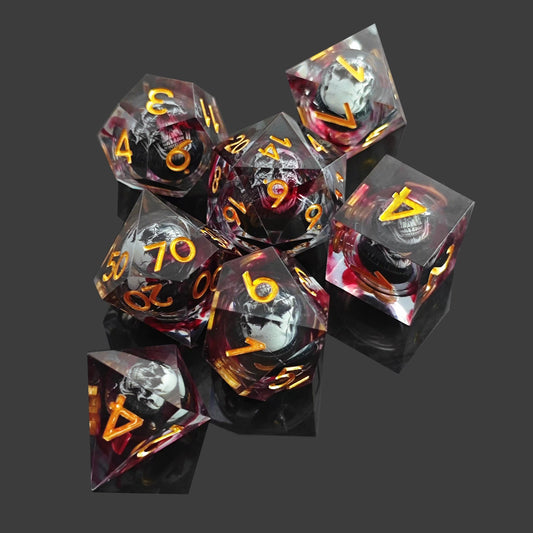 Necromancer Skeleton Spells - Necromancer Series 7 piece resin dice set - AngleDice - 