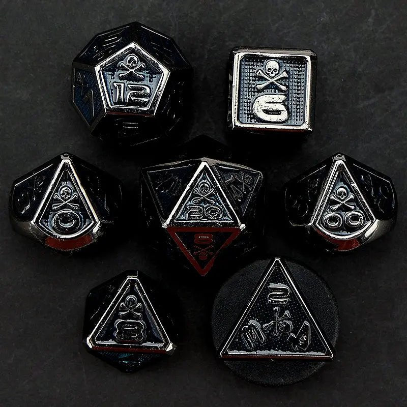 Necromancer Skeleton Spells - Necromancer Series 7 Piece RPG Metal Dice Set - AngleDice - 