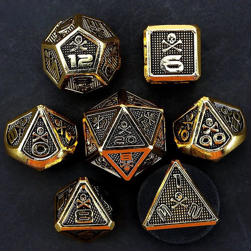 Necromancer Skeleton Spells - Necromancer Series 7 Piece RPG Metal Dice Set - AngleDice - 