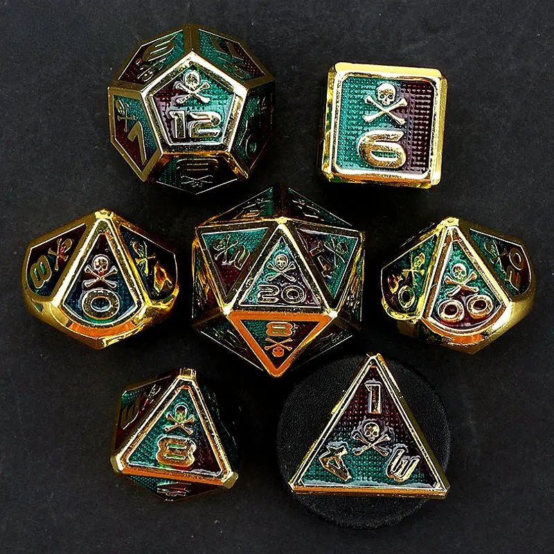 Necromancer Skeleton Spells - Necromancer Series 7 Piece RPG Metal Dice Set - AngleDice - 