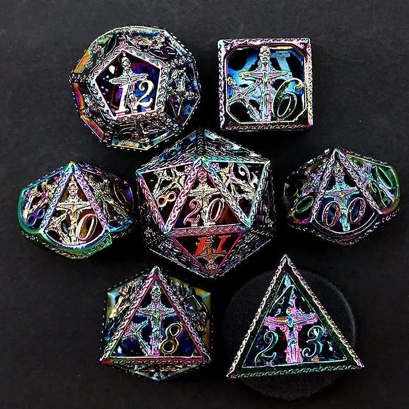 Power of the Cross - Priest Series 7 - piece Metal Hollow Dice Set - AngleDice - 