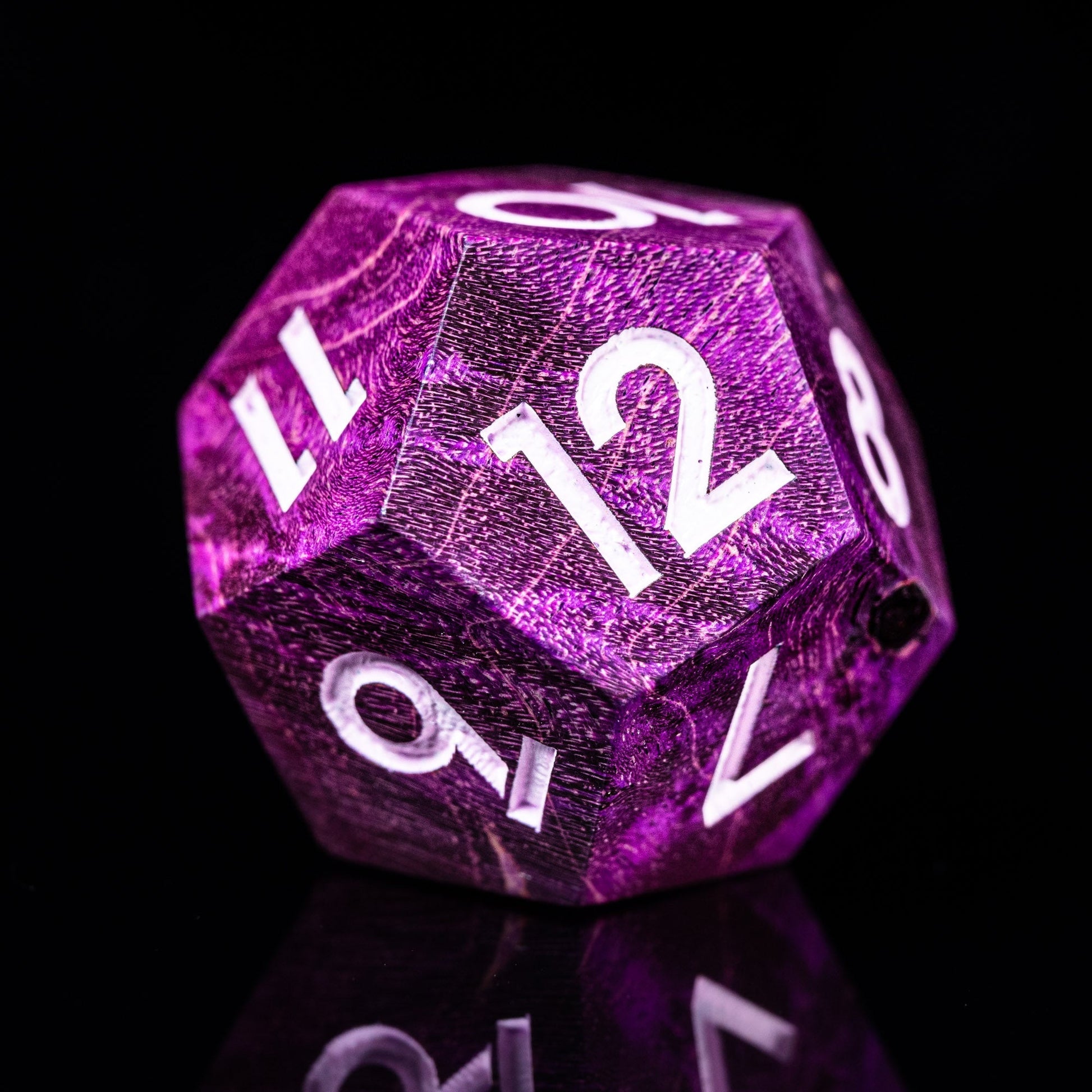 Purple Flame Storm - Mage Series 7 Piece Wooden Dice Set - AngleDice - 