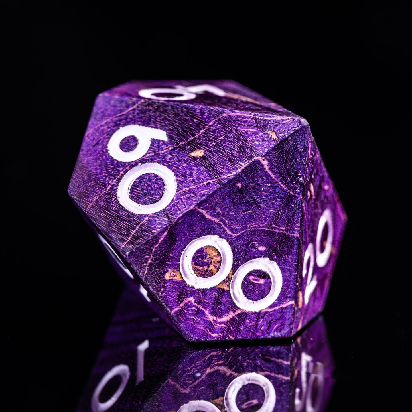 Purple Flame Storm - Mage Series 7 Piece Wooden Dice Set - AngleDice - 