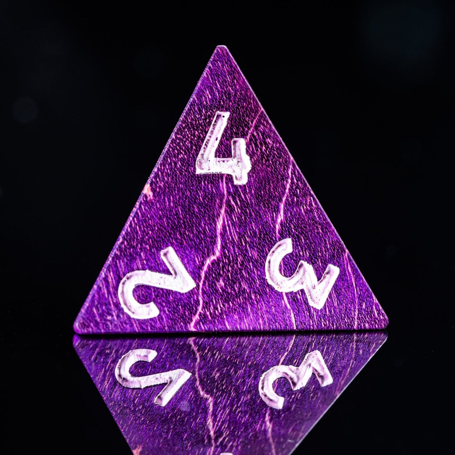 Purple Flame Storm - Mage Series 7 Piece Wooden Dice Set - AngleDice - 