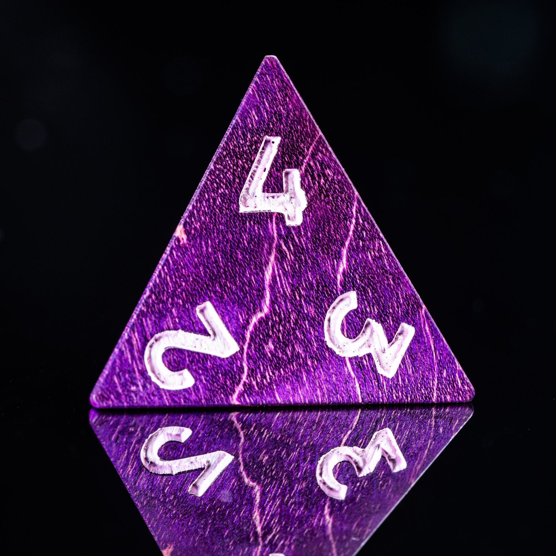 Purple Flame Storm - Mage Series 7 Piece Wooden Dice Set - AngleDice - 