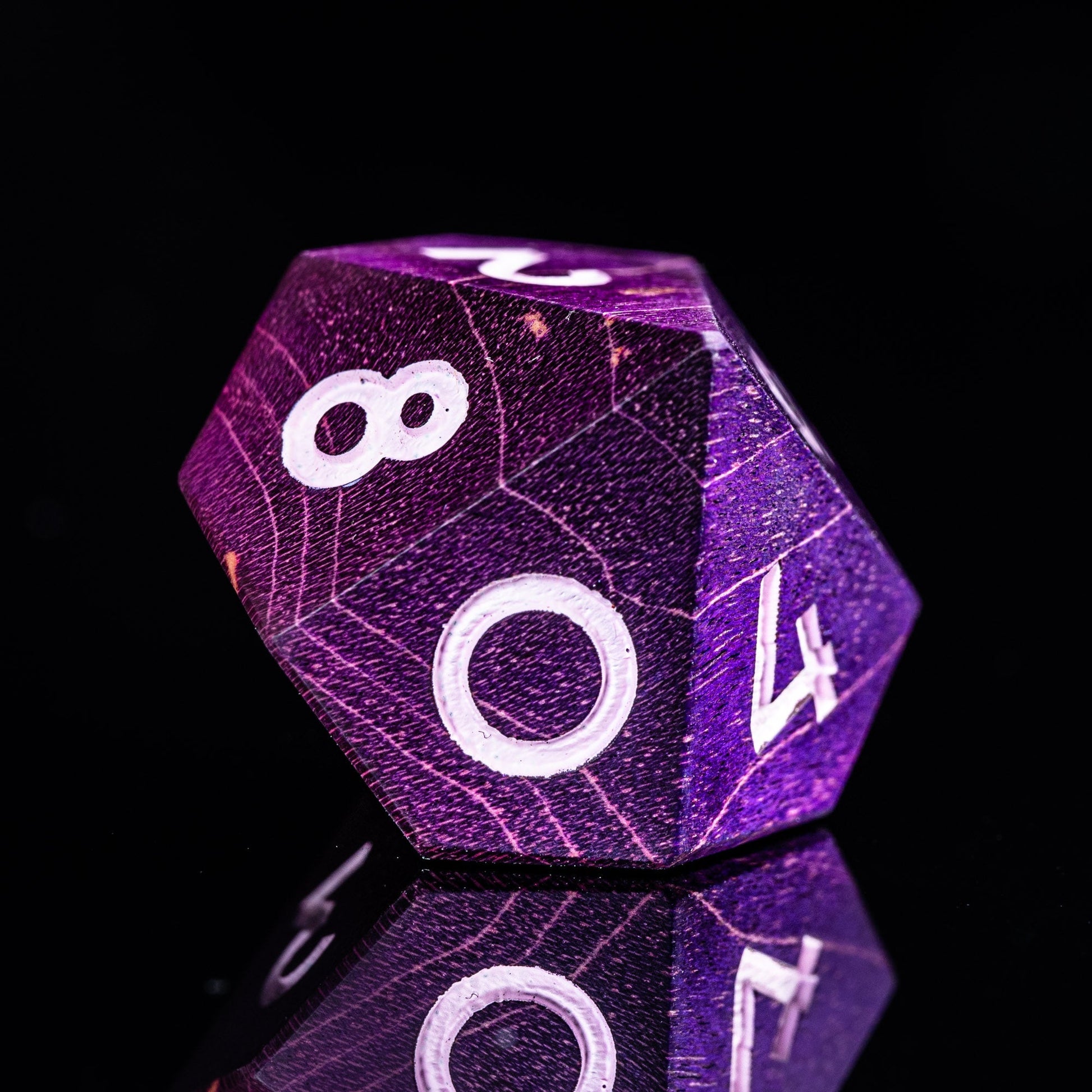 Purple Flame Storm - Mage Series 7 Piece Wooden Dice Set - AngleDice - 