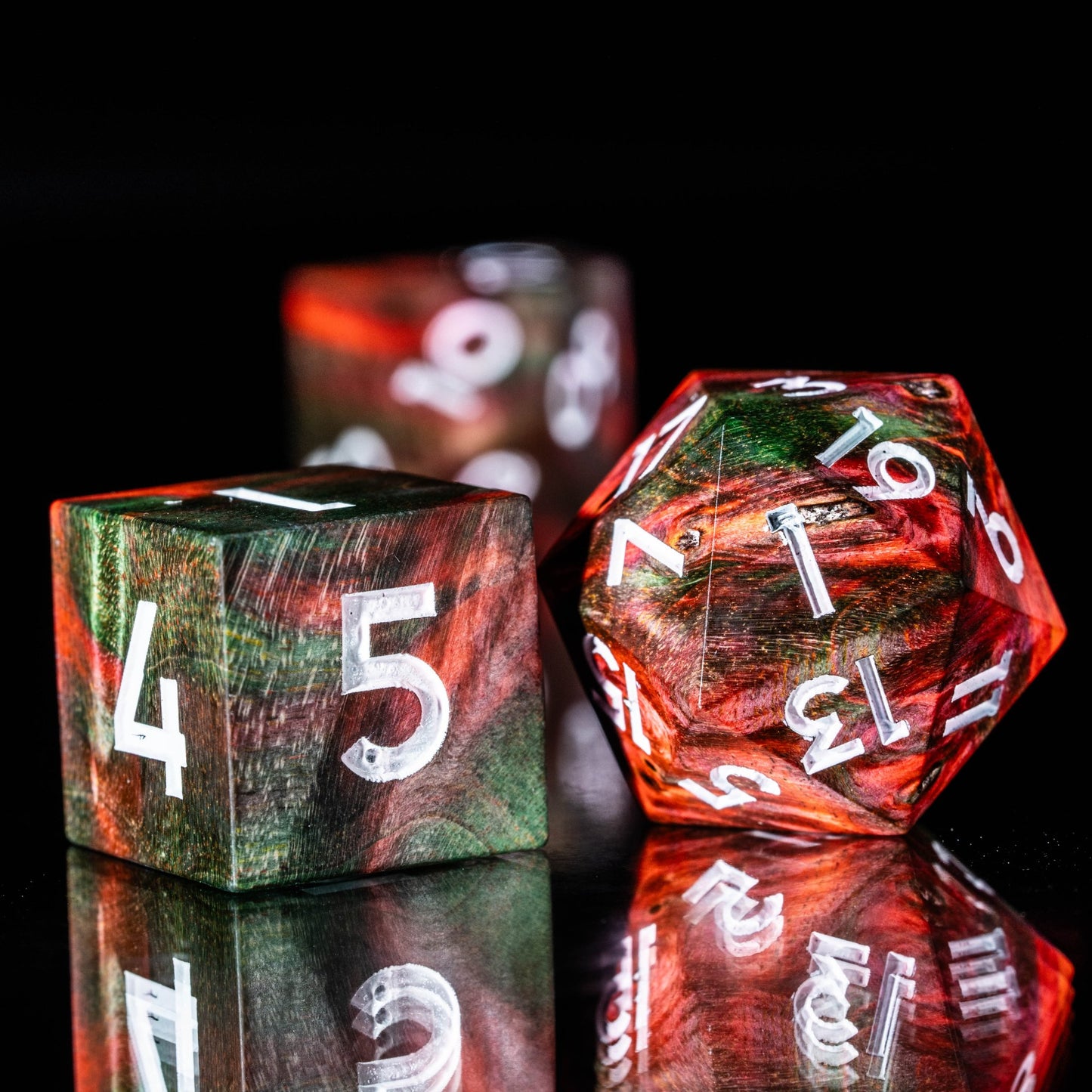 Pyromancy - Druid Series 7 Piece Wooden Dice Set - AngleDice - 