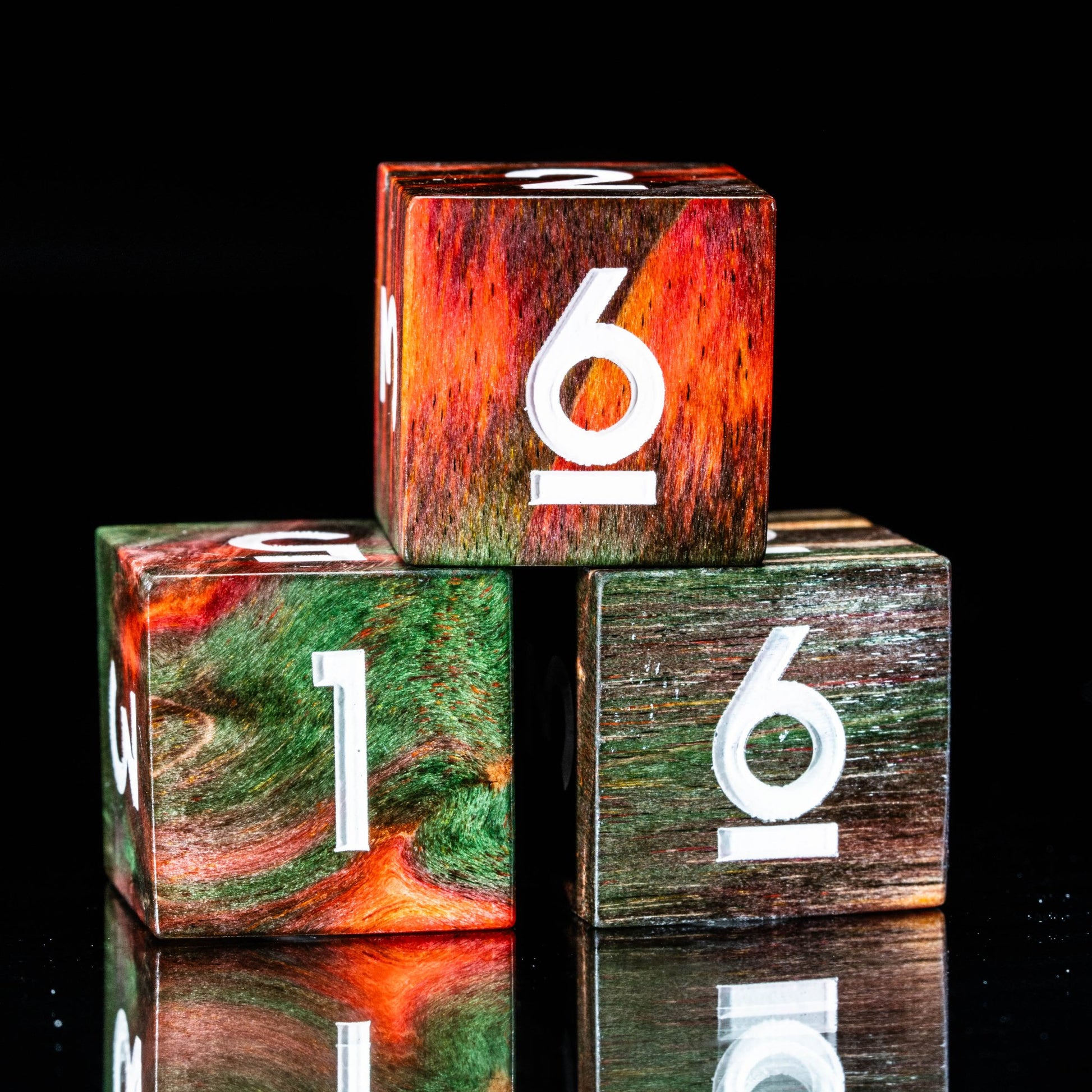 Pyromancy - Druid Series 7 Piece Wooden Dice Set - AngleDice - 