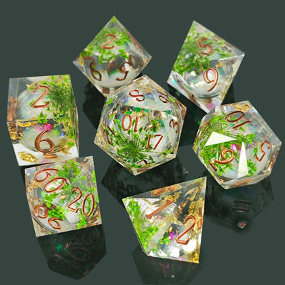 Rooted Sand - Druid Quicksand Series 7 piece resin dice set - AngleDice - 