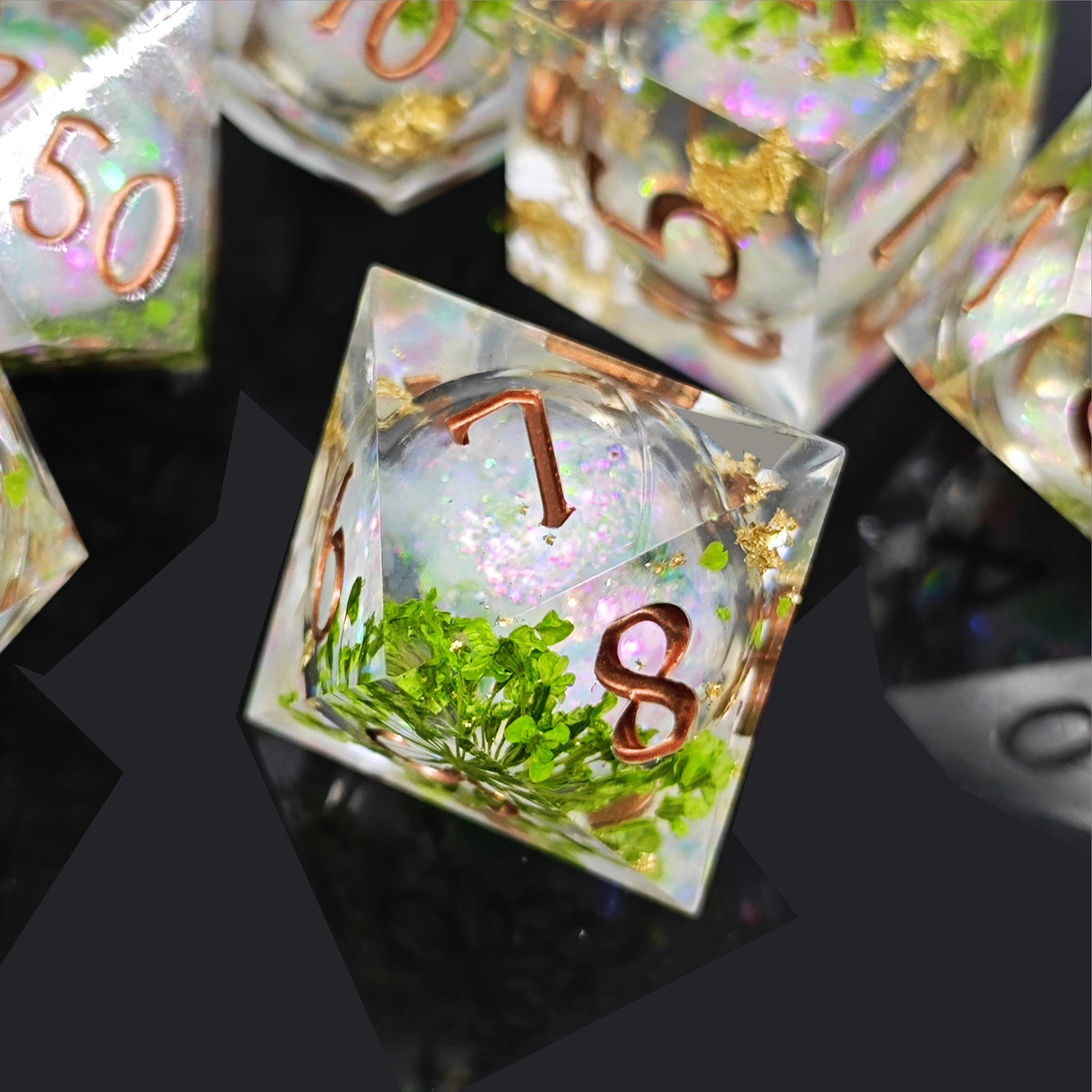 Rooted Sand - Druid Quicksand Series 7 piece resin dice set - AngleDice - 