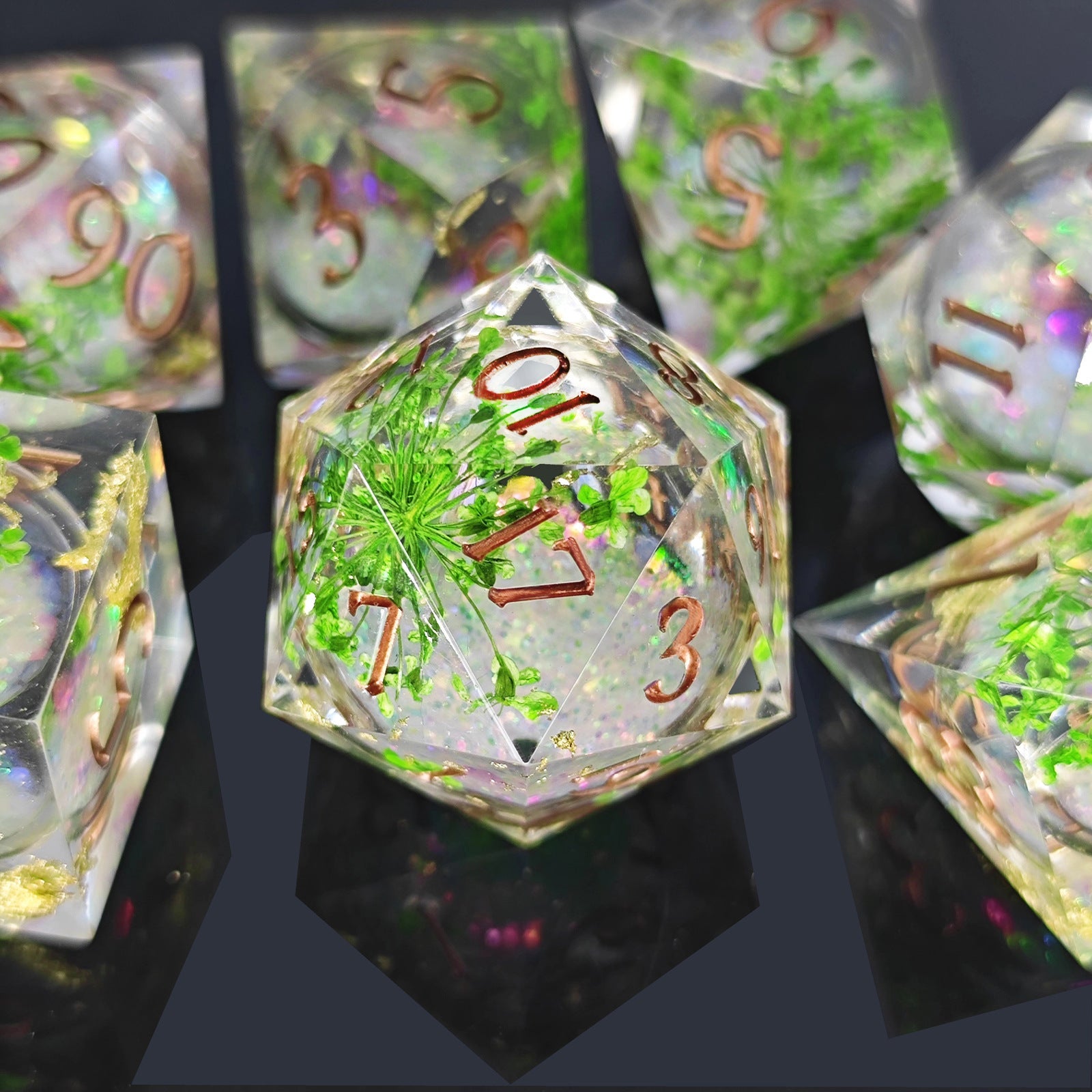 Rooted Sand - Druid Quicksand Series 7 piece resin dice set - AngleDice - 