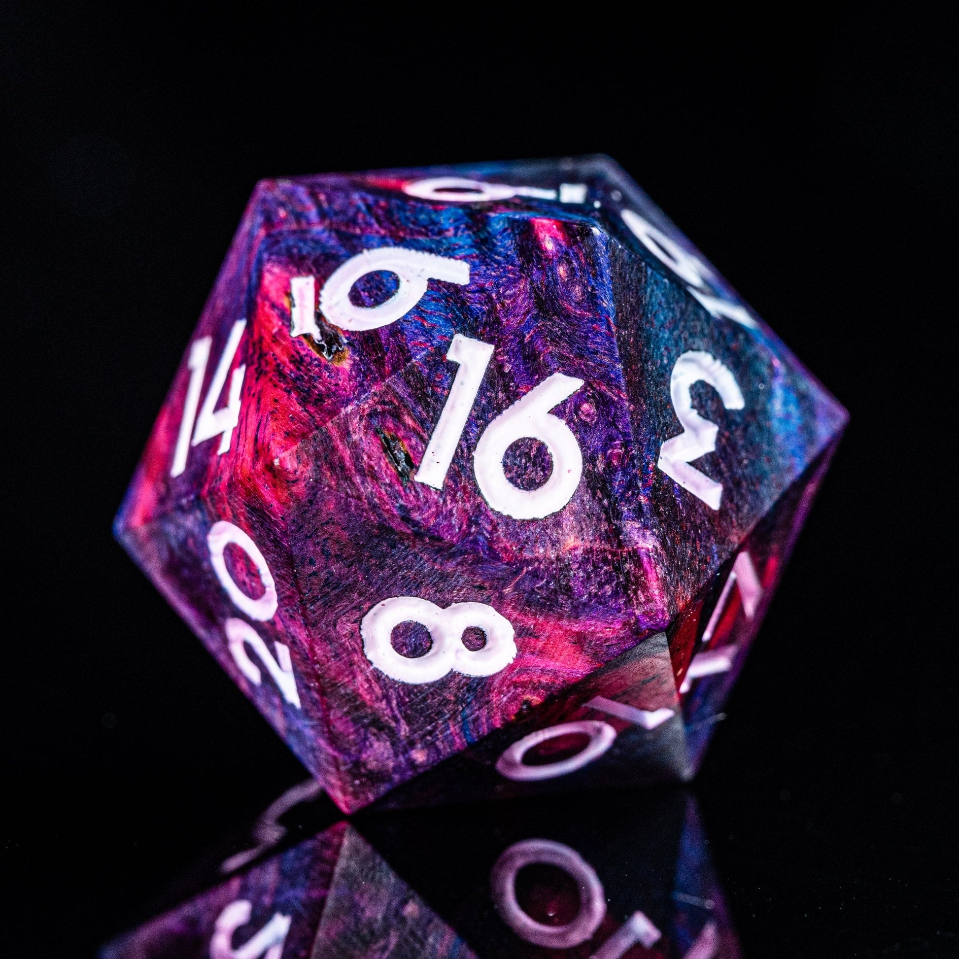 Seductive Purple Mist - Warlock Series 7 Piece Wooden Dice Set - AngleDice - WDM - LH20