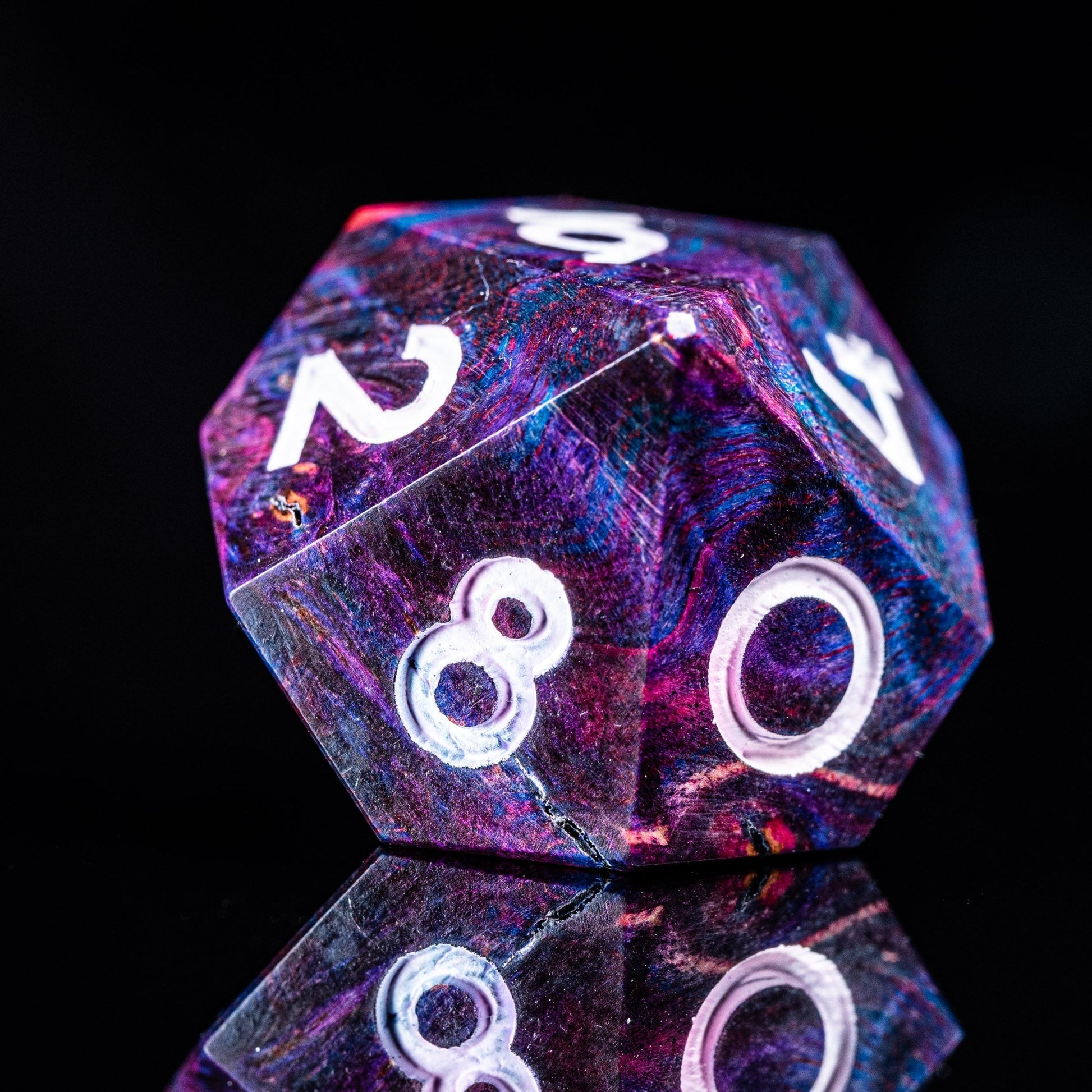 Seductive Purple Mist - Warlock Series 7 Piece Wooden Dice Set - AngleDice - WDM - LH6