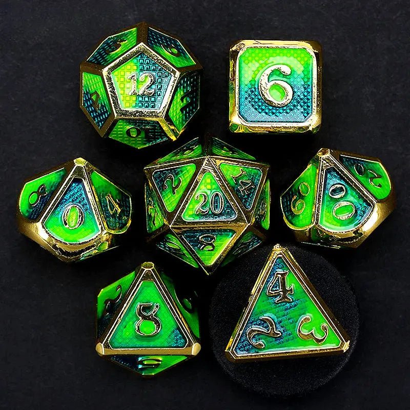 Single/Dual Elemental Air Combat Skills - Monk Series 7 Piece RPG Metal Dice Set - AngleDice - 