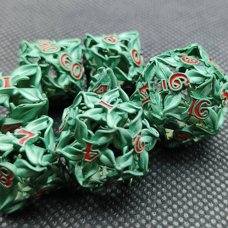 The Power of Natural Elements of Leaves - Druid Series 7 piece RPG Metal Hollow Dice Set - AngleDice - 