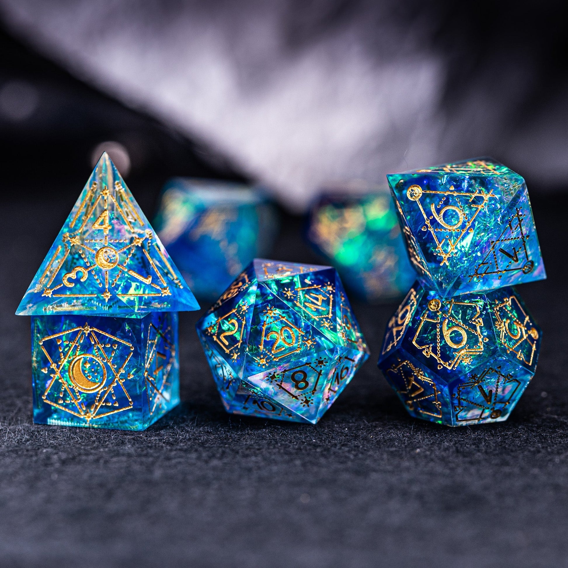 Touch of Ice Cold - Mage Series 7 Piece Resin Dice Set - AngleDice - HLSZXX - 1