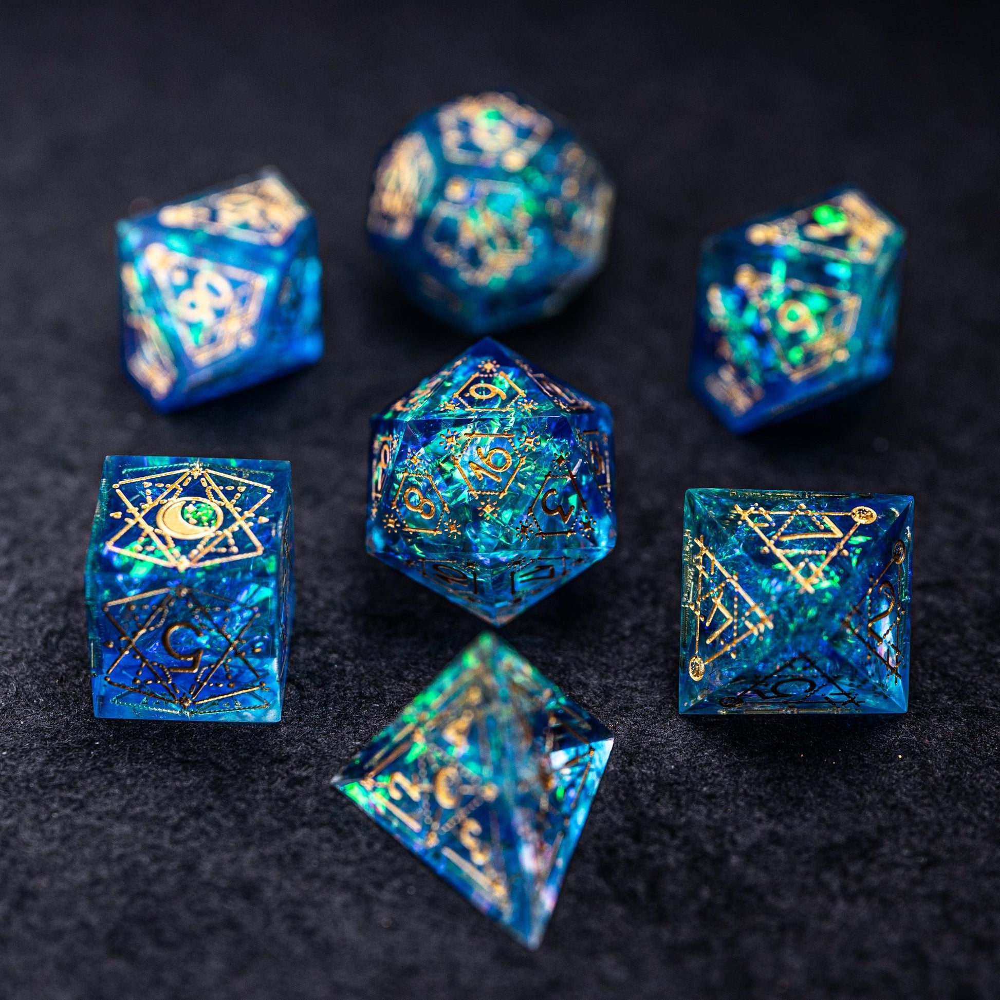 Touch of Ice Cold - Mage Series 7 Piece Resin Dice Set - AngleDice - HLSZXX - 5